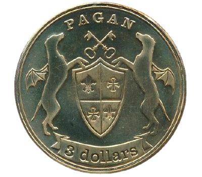  Монета 3 доллара 2021 «Немецкий дог» Мьянма (Паган) в буклете, фото 3 