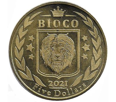  Монета 5 долларов 2021 «Халикотерий» Остров Биоко (Гвинея), фото 2 
