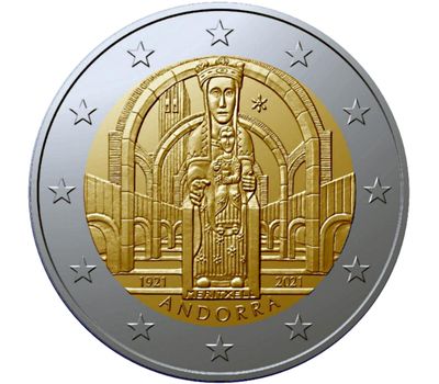  Монета 2 евро 2021 «100-летие коронации Богоматери Меричельской» Андорра, фото 1 