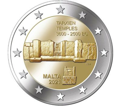 Монета 2 евро 2021 «Таршиенский храмовый комплекс» Мальта, фото 1 