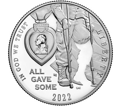  Монета 50 центов 2022 «Национальный зал славы «Пурпурное сердце» США, фото 1 
