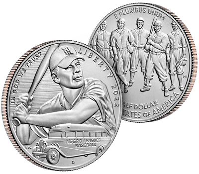  Монета 50 центов 2022 «Негритянская бейсбольная лига» США D, фото 3 