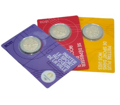  Монета 2 евро 2021 «Летние Олимпийские игры 2024 в Париже» Франция (в коинкарте), фото 3 
