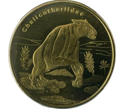  Монета 5 долларов 2021 «Халикотерий» Остров Биоко (Гвинея), фото 1 