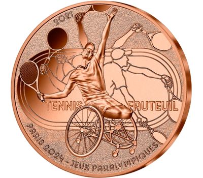  Монета 1/4 евро 2021 «Теннис на колясках. Олимпийские игры в Париже-2024» Франция, фото 1 