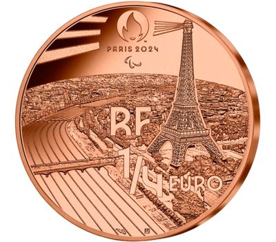  Монета 1/4 евро 2021 «Теннис на колясках. Олимпийские игры в Париже-2024» Франция, фото 2 