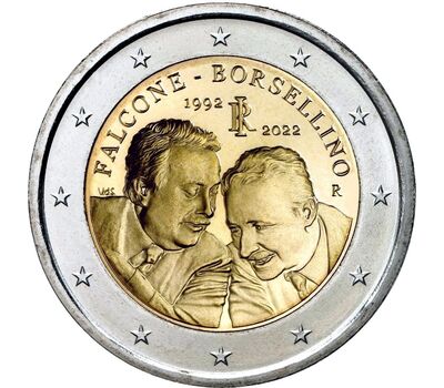  Монета 2 евро 2022 «30-летие со дня смерти судей Джованни Фальконе и Паоло Борселлино» Италия, фото 1 