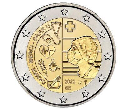  Монета 2 евро 2022 «Здравоохранение во время пандемии COVID-19» Бельгия (в коинкарте), фото 1 