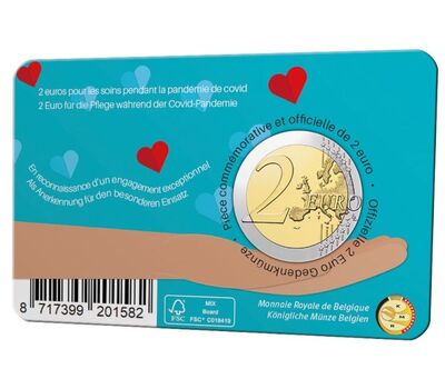  Монета 2 евро 2022 «Здравоохранение во время пандемии COVID-19» Бельгия (в коинкарте), фото 3 