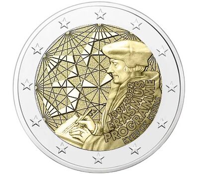  Монета 2 евро 2022 «35-летие программы «Эразмус» Кипр, фото 1 