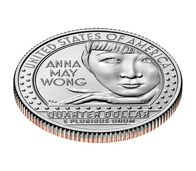  Монета 25 центов 2022 «Анна Мэй Вонг» (Выдающиеся женщины США) S, фото 3 