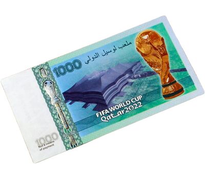  Сувенирная банкнота 1000 риалов «Чемпионат мира по футболу FIFA 2022» Катар, фото 2 