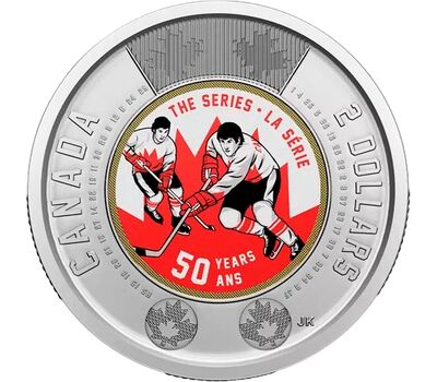  Монета 2 доллара 2022 «50-летие суперсерии СССР-Канада» Канада (цветная), фото 1 
