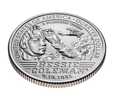  Монета 25 центов 2023 «Бесси Коулман» (Выдающиеся женщины США) D, фото 3 