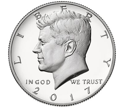  Монета 50 центов 2017 «Джон Кеннеди» США (случайный монетный двор), фото 1 