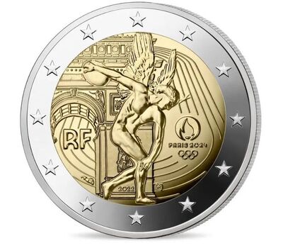  Монета 2 евро 2022 «Летние Олимпийские игры 2024 в Париже» Франция, фото 1 