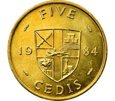  Монета 5 седи 1984 Гана, фото 2 