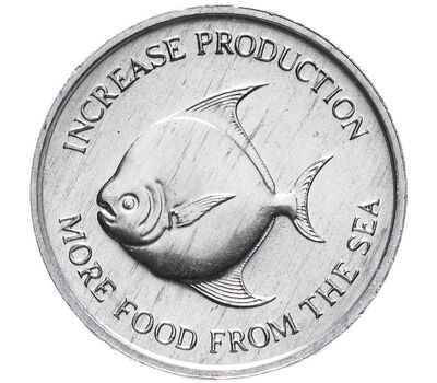  Монета 5 центов 1971 «ФАО — рыба» Сингапур, фото 1 