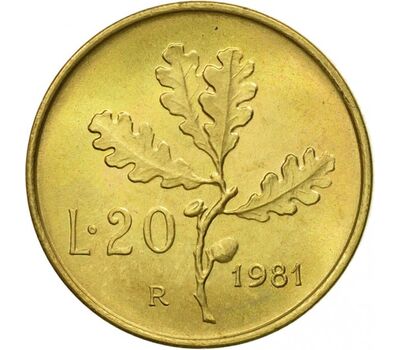  Монета 20 лир 1981 Италия, фото 1 