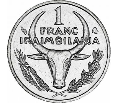  Монета 1 франк 2002 Мадагаскар, фото 1 