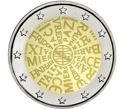  Монета 2 евро 2023 «Мир» Португалия, фото 1 