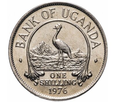  Монета 1 шиллинг 1976 «Журавль» Уганда, фото 1 