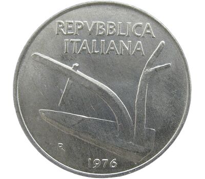  Монета 10 лир 1976 Италия, фото 1 