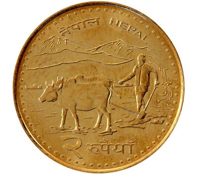  Монета 2 рупии 2009 «Гора Эверест» Непал, фото 1 