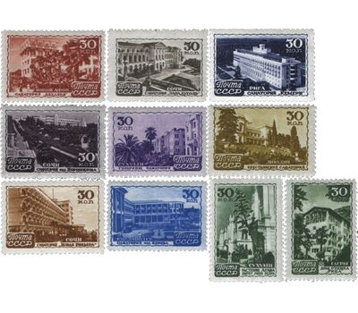  10 почтовых марок «Курорты» СССР 1947, фото 1 