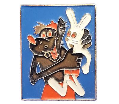 Значок «Ну, погоди! Волк и заяц» СССР, фото 1 