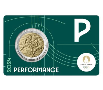  Монета 2 евро 2024 «Летние Олимпийские игры 2024 в Париже» Франция (в блистере), фото 3 