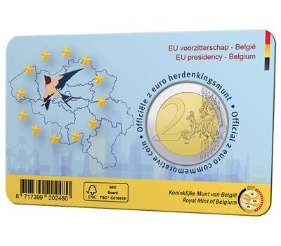  Монета 2 евро 2024 «Председательство в совете ЕС» Бельгия (в коинкарте), фото 4 