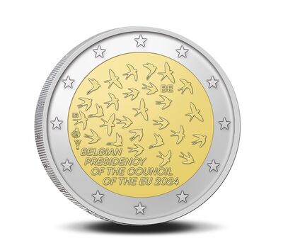  Монета 2 евро 2024 «Председательство в совете ЕС» Бельгия (в коинкарте), фото 2 