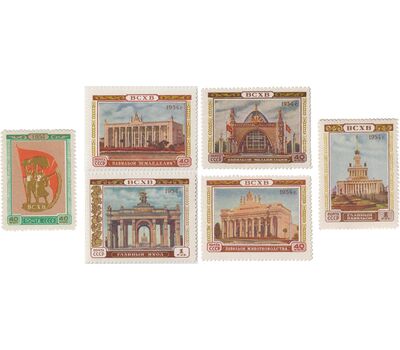  6 почтовых марок «Всесоюзная сельскохозяйственная выставка в Москве» СССР 1954, фото 1 