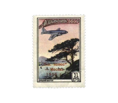  2 почтовые марки «Авиапочта» СССР 1955 (с надпечаткой), фото 2 