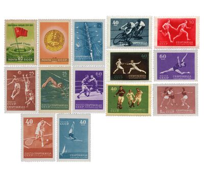  14 почтовых марок «Спартакиада» СССР 1956, фото 1 