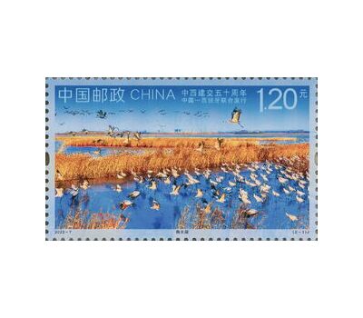  2 почтовые марки «Совместный выпуск с Испанией. Птицы» Китай 2023, фото 2 