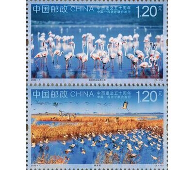  2 почтовые марки «Совместный выпуск с Испанией. Птицы» Китай 2023, фото 1 