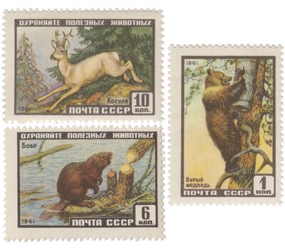  3 почтовые марки «Фауна» СССР 1961, фото 1 