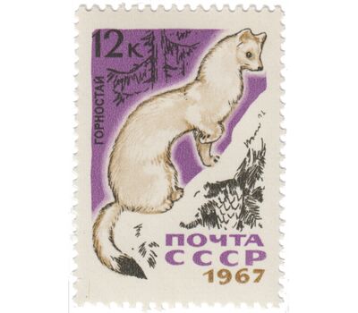  7 почтовых марок «Пушные промысловые звери» СССР 1967, фото 6 