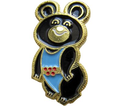  Значок «Олимпиада-80. Олимпийский Мишка» (голубой) СССР, фото 1 