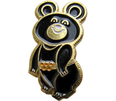  Значок «Олимпиада-80. Олимпийский Мишка» (черный) СССР, фото 1 