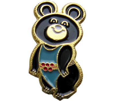 Значок «Олимпиада-80. Олимпийский Мишка» (бирюзовый) СССР, фото 1 