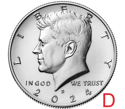  Монета 50 центов 2024 «Джон Кеннеди» США D, фото 1 