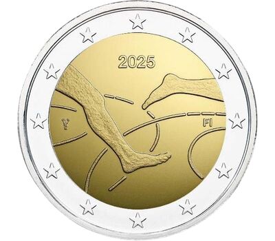  Монета 2 евро 2025 «100 лет Финско-шведским легкоатлетическим играм» Финляндия (в коинкарте), фото 1 