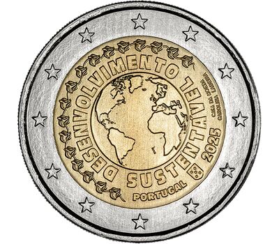  Монета 2 евро 2025 «Устойчивое развитие» Португалия, фото 1 