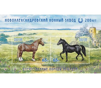  Почтовый блок «Отечественные породы лошадей. К 200-летию Новоалександровского конного завода» 2025, фото 1 
