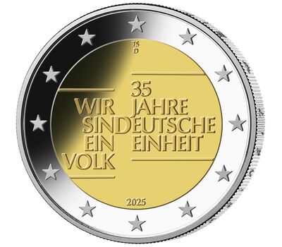  Монета 2 евро 2025 «35 лет немецкого единства» Германия, фото 1 