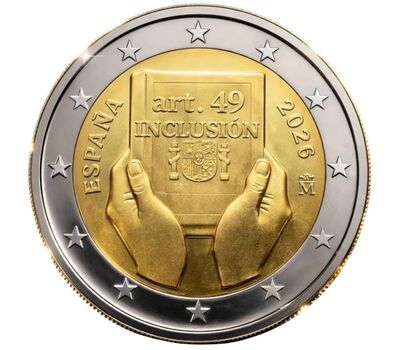  Монета 2 евро 2026 «Инвалидность: защита, права и инклюзия» Испания, фото 1 