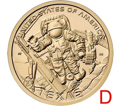  Монета 1 доллар 2025 «Космический центр имени Линдона Джонсона» США D (Американские инновации), фото 1 